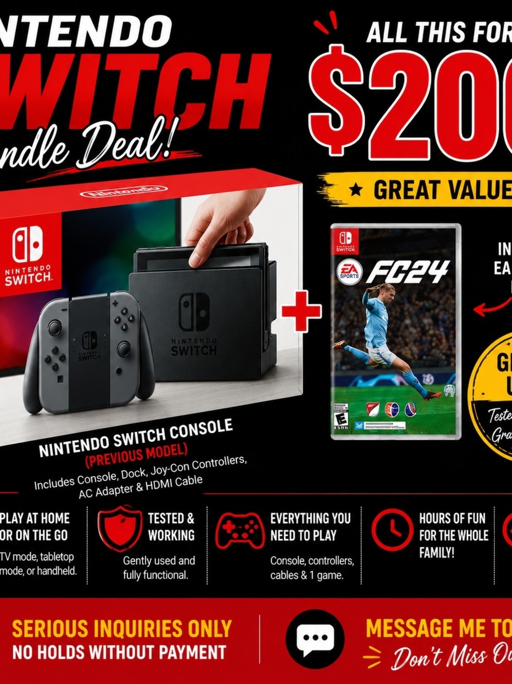 Nintendo Switch Console with Gray Joy-Con Controllers